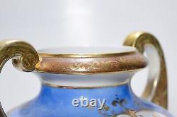 NORITAKE Nippon Japan Hand Painted Scenic Gold Gilt Double Handle Porcelain Vase