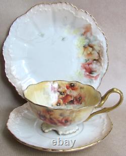 Nautilus Porcelain Glasgow Scottish Hand Painted Trio C. 1900 (10699)