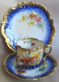 Nautilus Porcelain Glasgow Scottish Hand Painted Trio C. 1900 (10700)