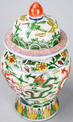 Nian Ming Hand Painted Multicolored Porcelain Jar 9.5 × 6