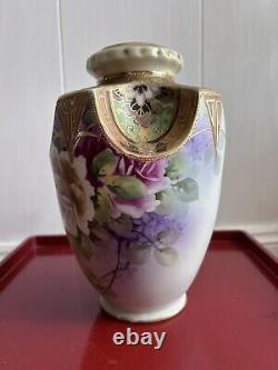 Nippon Era Hand-painted Japanese Vase Morimura Bros. Gilded Moriage Antique