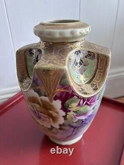 Nippon Era Hand-painted Japanese Vase Morimura Bros. Gilded Moriage Antique