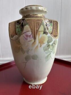 Nippon Era Hand-painted Japanese Vase Morimura Bros. Gilded Moriage Antique