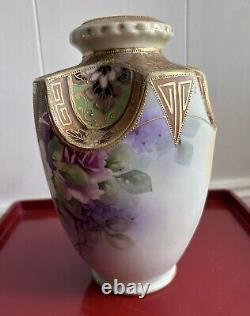 Nippon Era Hand-painted Japanese Vase Morimura Bros. Gilded Moriage Antique