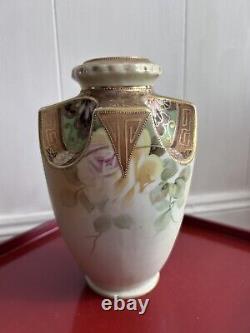 Nippon Era Hand-painted Japanese Vase Morimura Bros. Gilded Moriage Antique