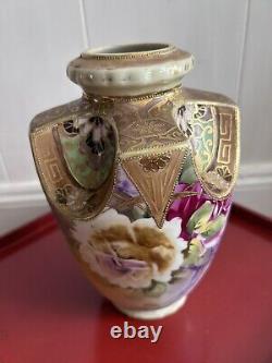 Nippon Era Hand-painted Japanese Vase Morimura Bros. Gilded Moriage Antique