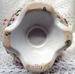 Nippon Moriage Gorgeous Early Hand Painted Twisted Handle Floral Vase