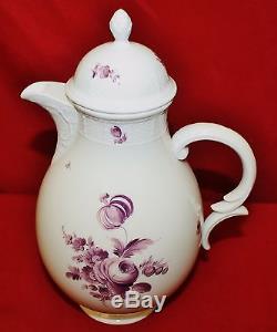 Nymphenburg Hand Painted Porcelain 42 Pc Tea Set Purple Floral Motif, E1419
