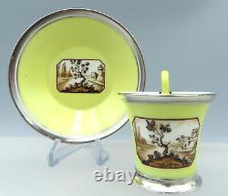 Nymphenburg Porcelain Cup Saucer Hand Painted grisaille Landscape Scenic View