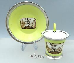 Nymphenburg Porcelain Cup Saucer Hand Painted grisaille Landscape Scenic View