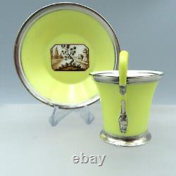 Nymphenburg Porcelain Cup Saucer Hand Painted grisaille Landscape Scenic View