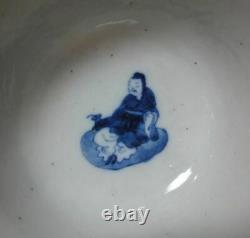 Old Chinese Hand Painting Figures B/W Porcelain Bowl KangXi Marks