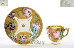 Old France Limoges Porcelain Porcelaine Hand Painted Tea Demitasse Cup & Saucer
