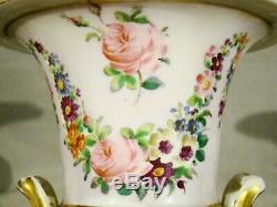Old Paris Porcelain Hand Painted Landscape & Floral Campana Vase 8 early 19th c