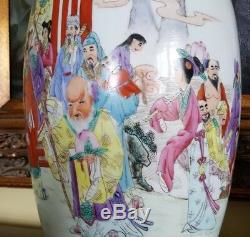 Old Rare Antique Beautiful Mirror Pair Chinese Porcelain Vases, Hand Painted 18