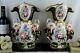 Pair 19thc Antique Bayeux Paris Porcelain Floral Hand Paint Decor French Vases