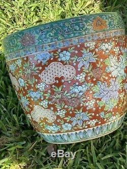 PAIR Antique Chinese Porcelain Planters. 10 high and diameter. Hand painted
