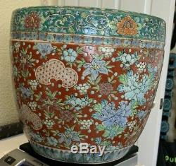 PAIR Antique Chinese Porcelain Planters. 10 high and diameter. Hand painted