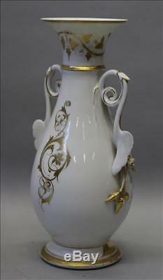 PAIR antique french vieux old paris porcelain floral hand paint vases