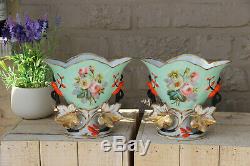 PAIR antique vieux paris porcelain hand paint vases
