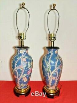 Pair (2) Vintage Frederick Cooper Hand Paint Porcelain Table Lamps