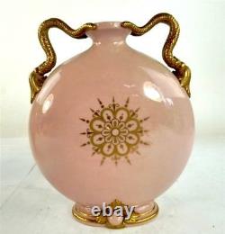 Pair Antique 19th Century Grainger Worcester Pate Sur Pate Moon Flask Vases