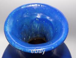 Pair Antique Chinese Pottery Cobalt Blue Glazed Large Vases