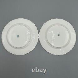 Pair Antique Coalport Porcelain Plates English Victorian Green Hand Painted 22cm