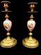 Pair Antique Sevres Candlesticks French Ormolu Porcelain Circa 1860 Hand Painted