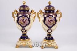 Pair Coalport Fine Porcelain Vases and Covers Hand Painted Hummingbirds V6716