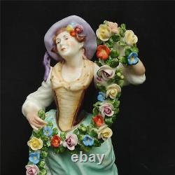 Pair Dresden Porcelain Figures Figurines Of Flower Sellers