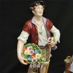 Pair Dresden Porcelain Figures Figurines Of Flower Sellers