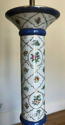 Pair Hand-Painted Column Table Lamps, Mid/Late 20th Century, Excellent Condition