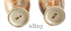 Pair Japanese Satsuma Hand Painted Porcelain Vases, circa 1900