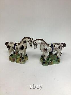 Pair Of Antique Porcelain Hand Painted Horses A2-2-7