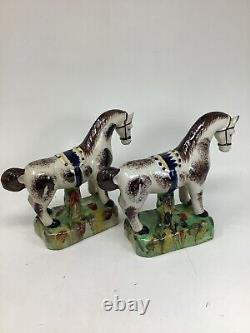 Pair Of Antique Porcelain Hand Painted Horses A2-2-7