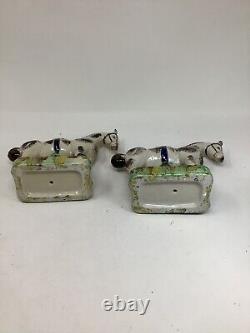 Pair Of Antique Porcelain Hand Painted Horses A2-2-7