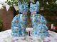 Pair Of Large French Hand Painted Porcelain Cat Figurines
