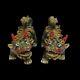 Pair Of Chinese Antique Handmade Glazed Kirlin Sculptures Jingdezhen