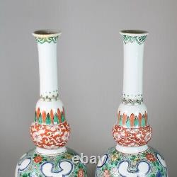 Pair of Chinese famille verte double gourd bottle vases, Kangxi (1662-1722)