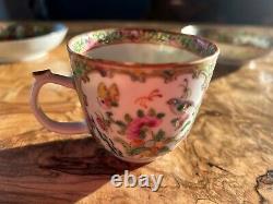 Pair of antique (19th Century) Chinese Export Rose Medallion cups and saucers