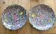 Pair Of Large Vintage Hand-painted Chinese Porcelain Millefleur Chargers
