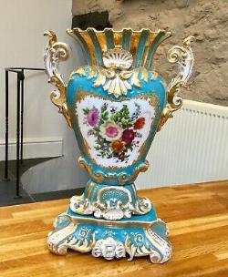 Paris Porcelain Jacob Petit Vase Hand Painted Heavily Gilded Circa 1830