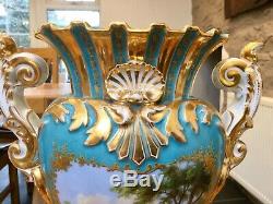 Paris Porcelain Jacob Petit Vase Hand Painted Heavily Gilded Circa 1830