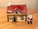 Peint Main Limoges France Christmas House With Mini Santa Box Hand Painted