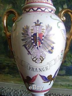 Porcelain French Vintage Lamps France Hand Painted Urn