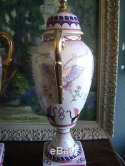 Porcelain French Vintage Lamps France Hand Painted Urn