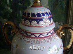 Porcelain French Vintage Lamps France Hand Painted Urn