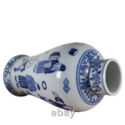 Qiangalong 19thC Chinese Porcelain Blue & White Baluster Vase Fine Piece