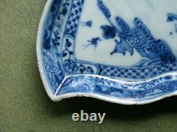 Qianlong Blue/White Leaf Shaped Dish. Finely Painted With A Chinese Landscape 1